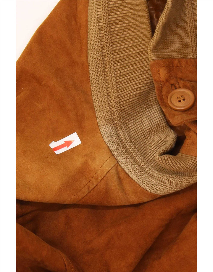 Project Classico Mens Suede Bomber Jacket UK 42 XL Brown Leather