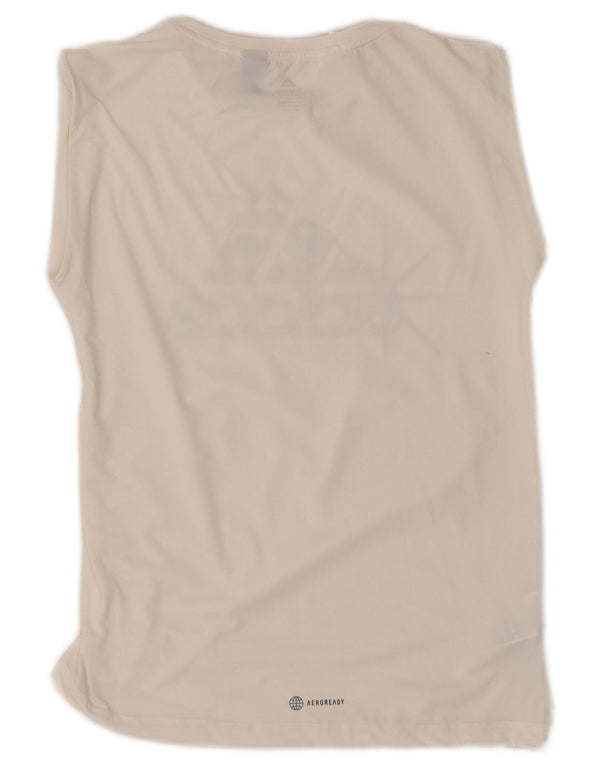 Adidas Girls Graphic Vest Top 13-14 Years Off White Polyester