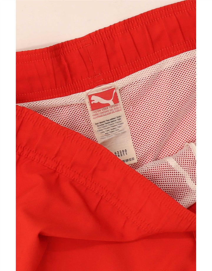 Puma Mens Graphic Swimming Shorts Large Orange Colourblock Polyester