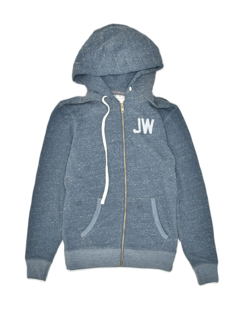 JACK WILLS Mens Graphic Zip Hoodie Sweater Small Blue Flecked Polyester | Vintage | Thrift | Second-Hand | Used Clothing | Messina Hembry 