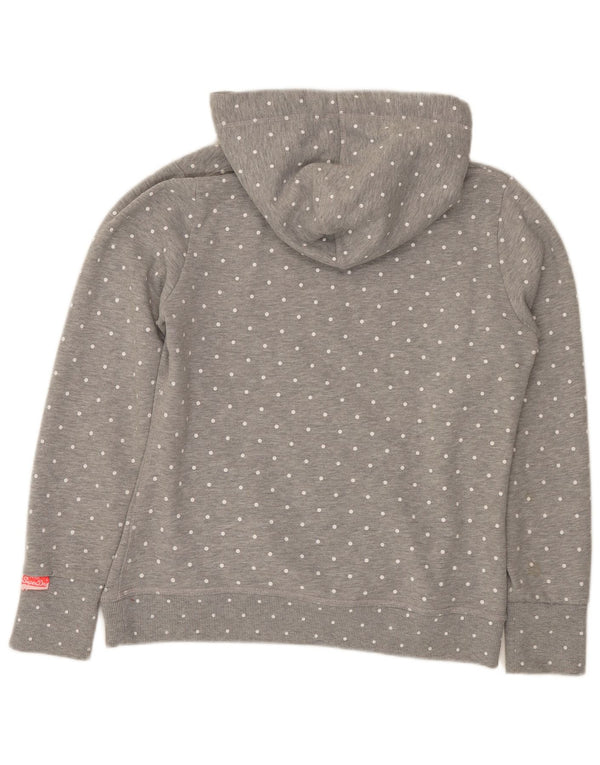 Superdry Womens Graphic Hoodie Jumper UK 18 XL Grey Polka Dot Cotton