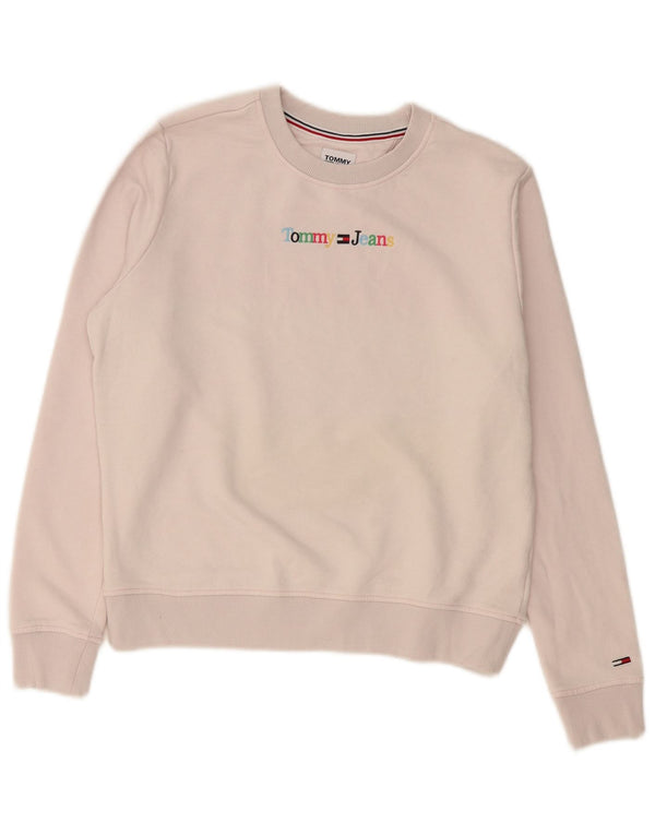 Tommy Hilfiger Womens Graphic Oversized Sweatshirt Jumper UK 10 Small Pink