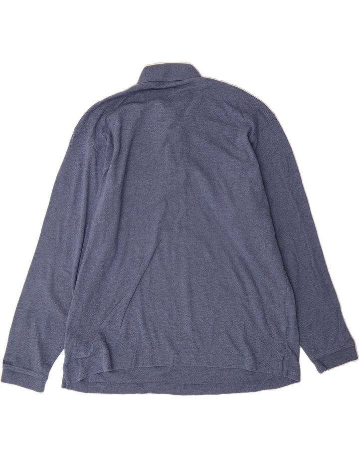 IZOD Mens Long Sleeve Polo Shirt Large Blue Cotton Vintage Izod and Second-Hand Izod from Messina Hembry 