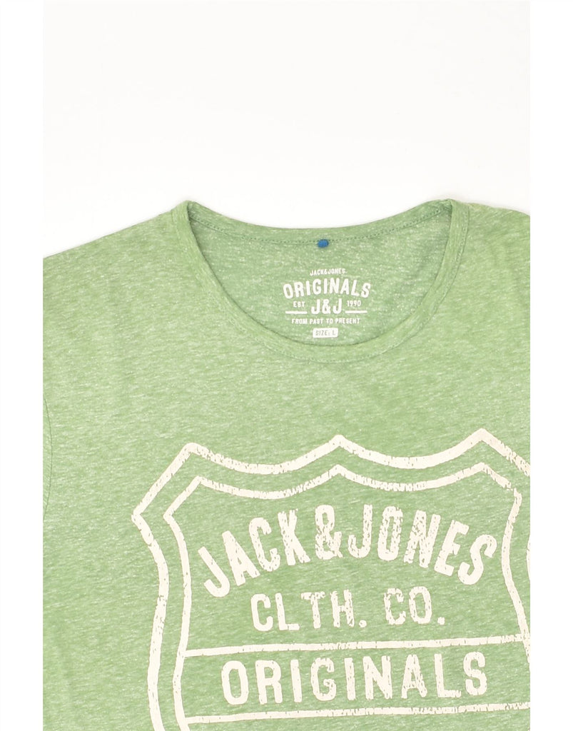 JACK & JONES Mens Graphic T-Shirt Top Large Green Flecked | Vintage Jack & Jones | Thrift | Second-Hand Jack & Jones | Used Clothing | Messina Hembry 