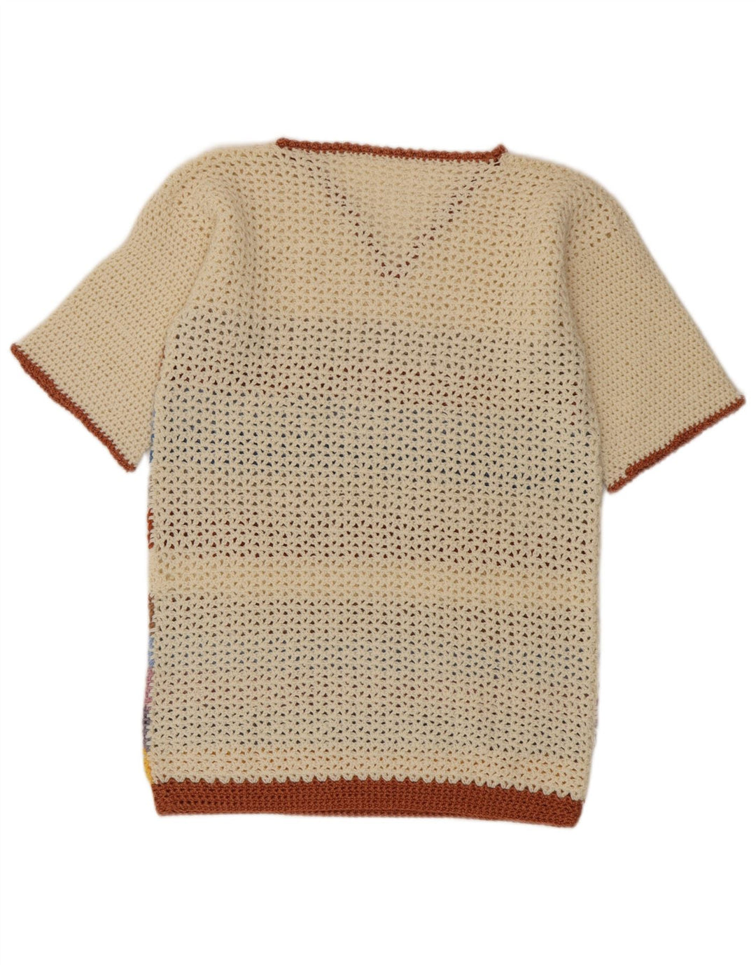 Vintage Womens V-Neck Jumper Sweater UK 14 Medium Multicoloured Striped