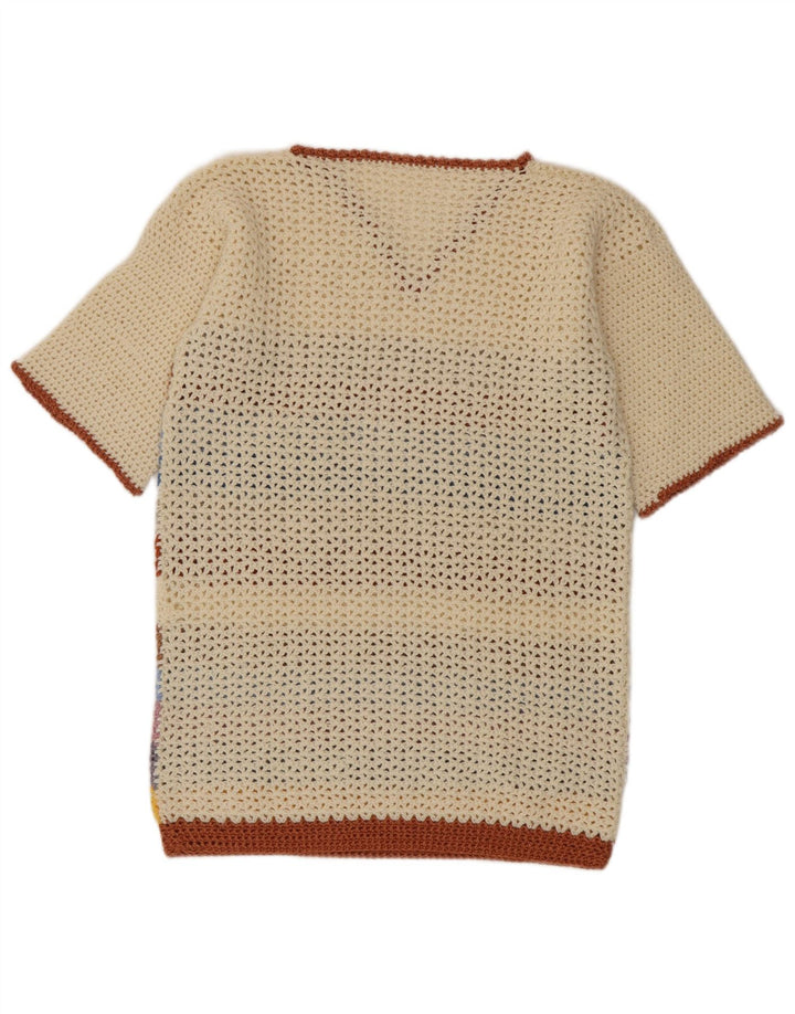Vintage Womens V-Neck Jumper Sweater UK 14 Medium Multicoloured Striped