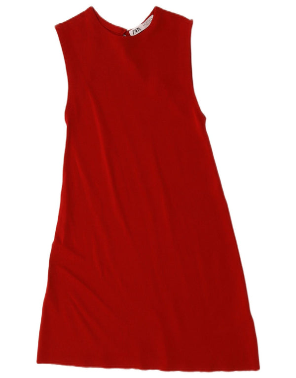 Zara Womens Sleeveless A-Line Dress UK 8 Small Red Viscose