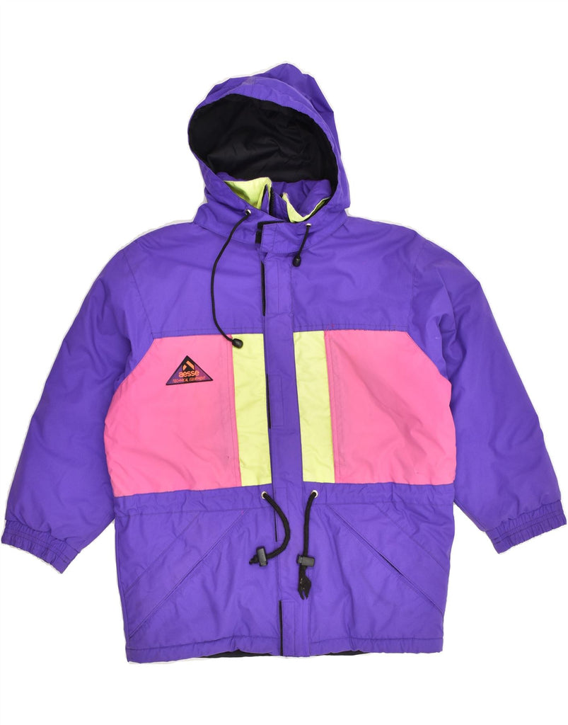 AESSE Girls Hooded Padded Jacket 13-14 Years Purple Colourblock | Vintage Aesse | Thrift | Second-Hand Aesse | Used Clothing | Messina Hembry 