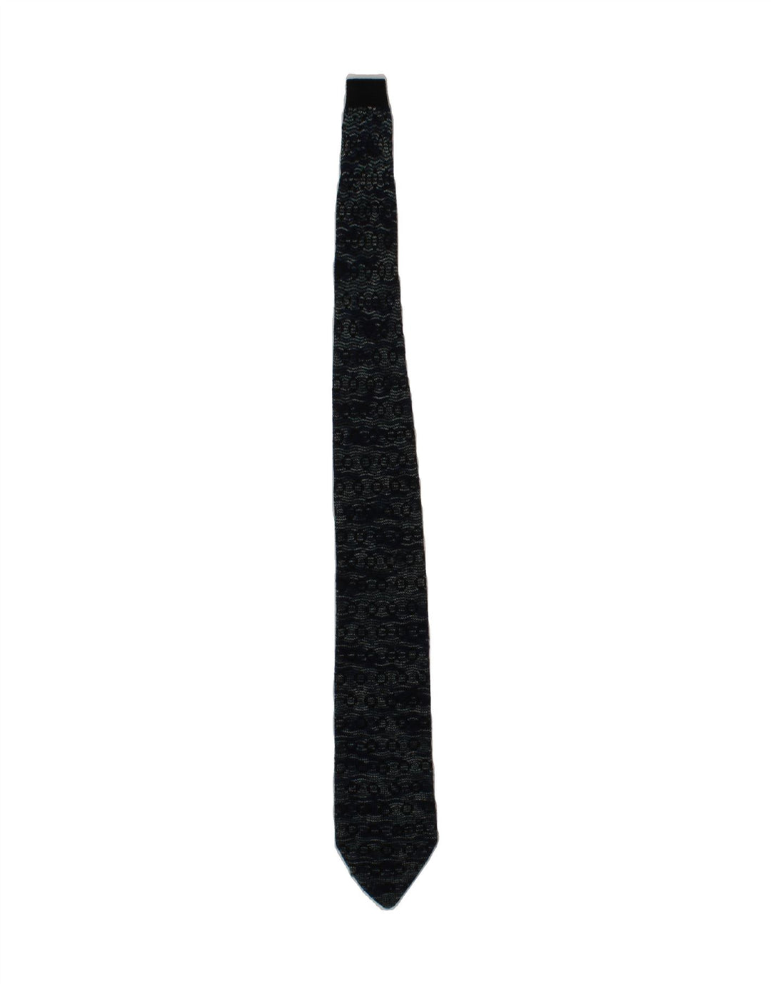 MISSONI Mens Cravatte Tie One Size Navy Blue Geometric Silk Vintage Missoni and Second-Hand Missoni from Messina Hembry 