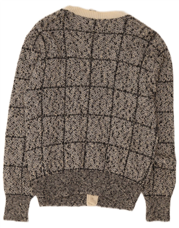 Valentino Mens Cardigan Sweater Small Grey Check Cotton