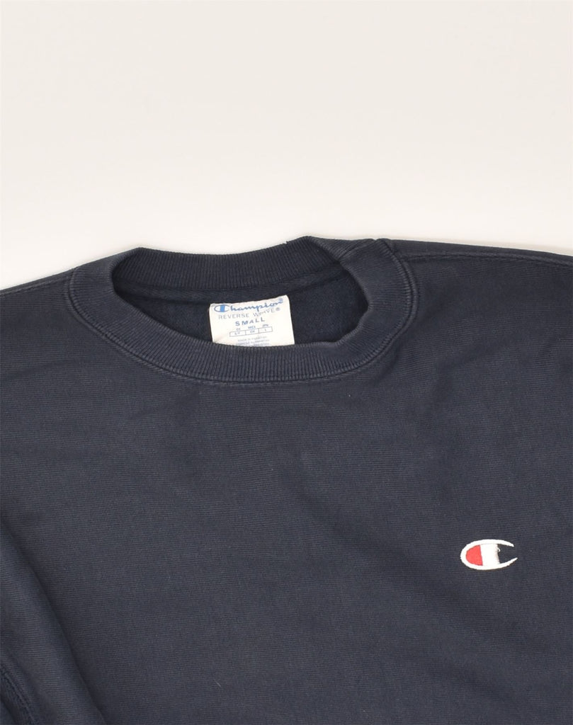 CHAMPION Mens Sweatshirt Jumper Small Navy Blue Cotton | Vintage Champion | Thrift | Second-Hand Champion | Used Clothing | Messina Hembry 