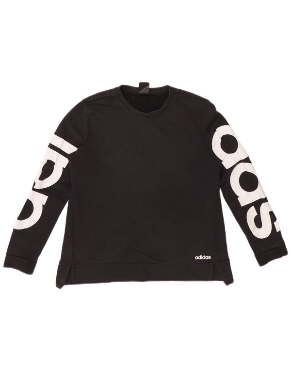 Adidas Womens Climalite Graphic Sweatshirt Jumper IT 44 Medium Black Cotton