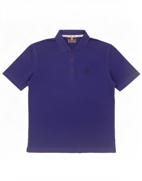 Gianfranco Ferre Mens Polo Shirt XL Blue Cotton