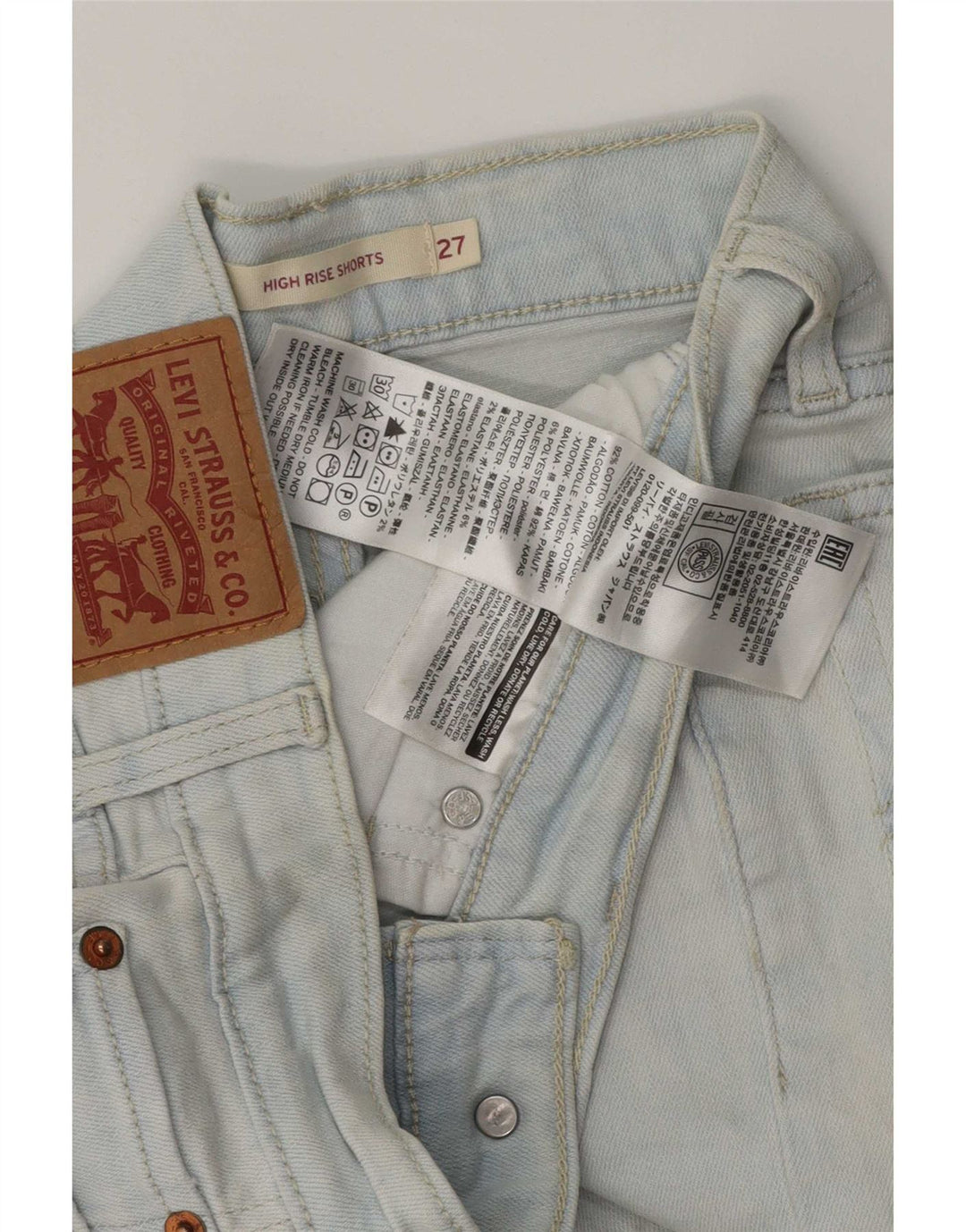 Levi's Womens High Waist Denim Shorts W27 Small Blue Cotton