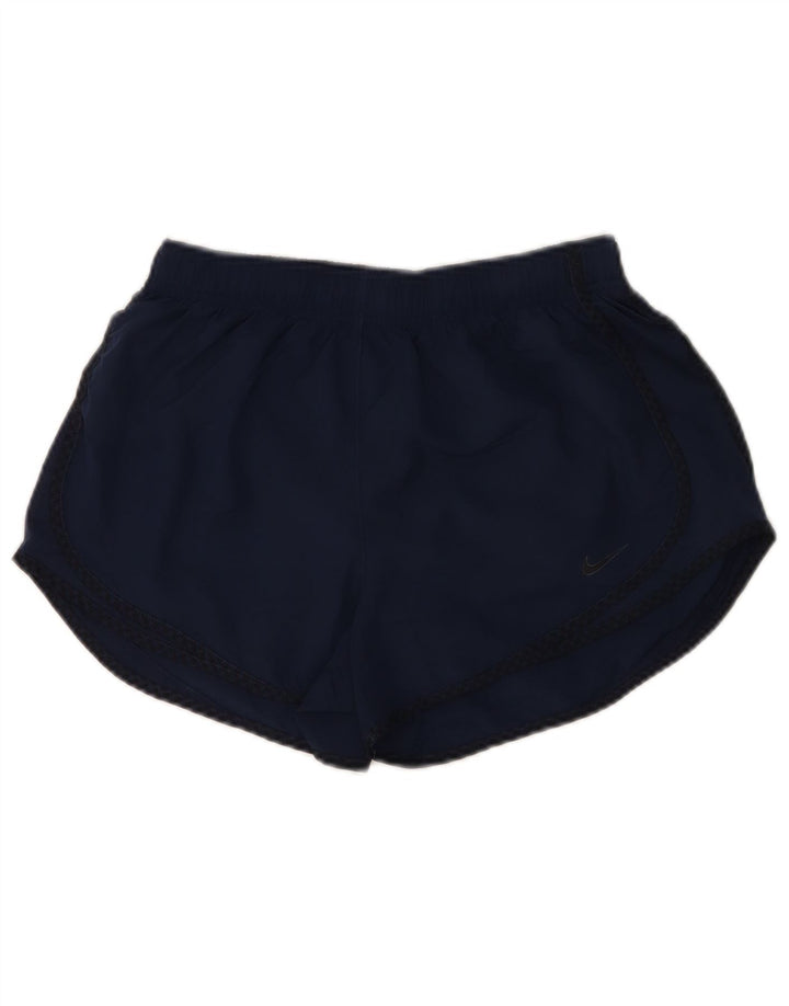 Nike Womens Dri Fit Sport Shorts UK 12 Medium Navy Blue Polyester