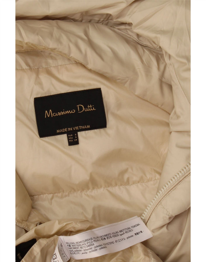 Massimo Dutti Womens Padded Coat UK 10 Small Off White Polyester
