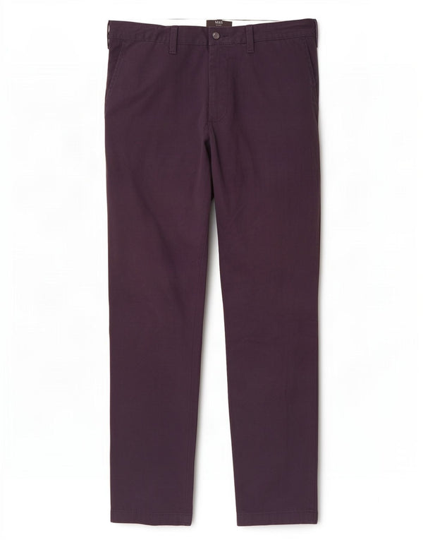 Marks & Spencer Mens Tapered Chino Trousers W34 L29 Navy Blue Cotton