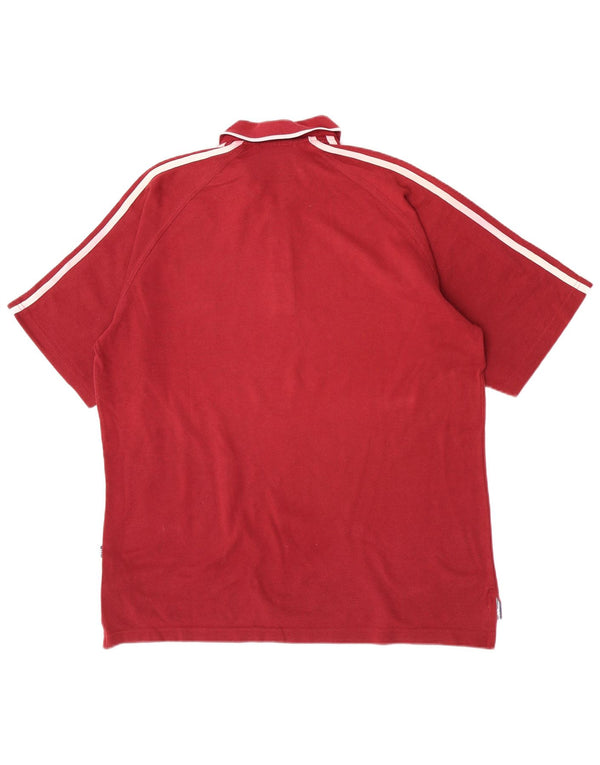 Adidas Mens Polo Shirt UK 40/42 Medium Burgundy Cotton