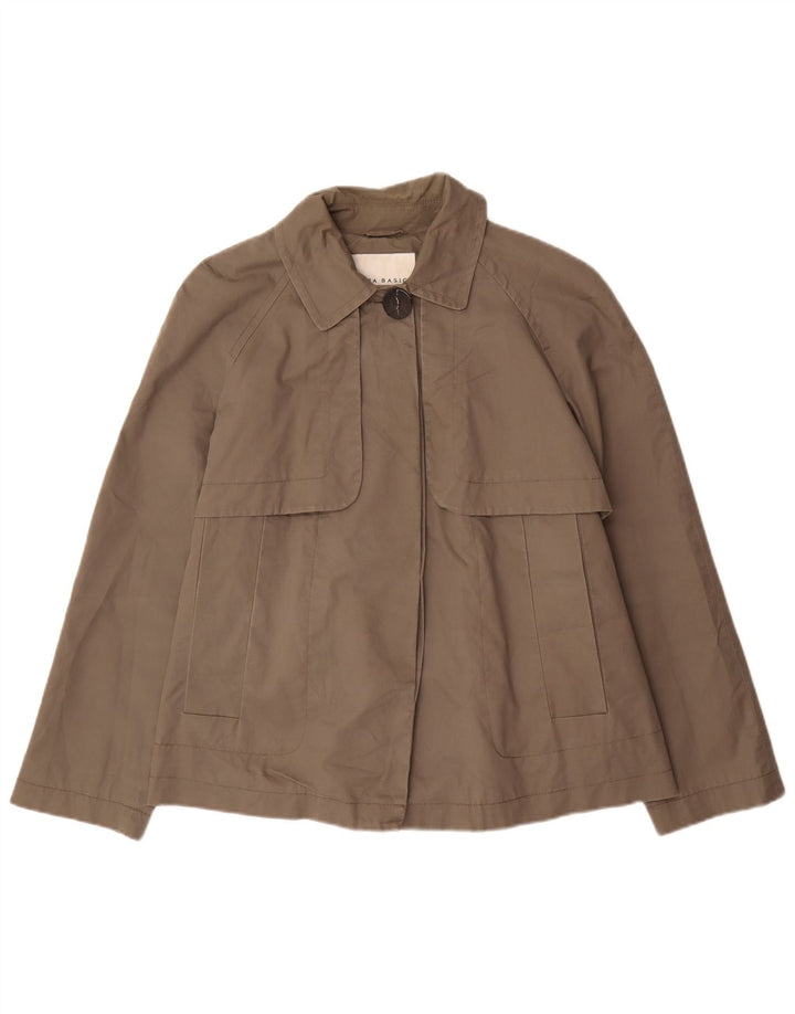 Zara Womens Short Trench Coat UK 18 XL Grey Cotton