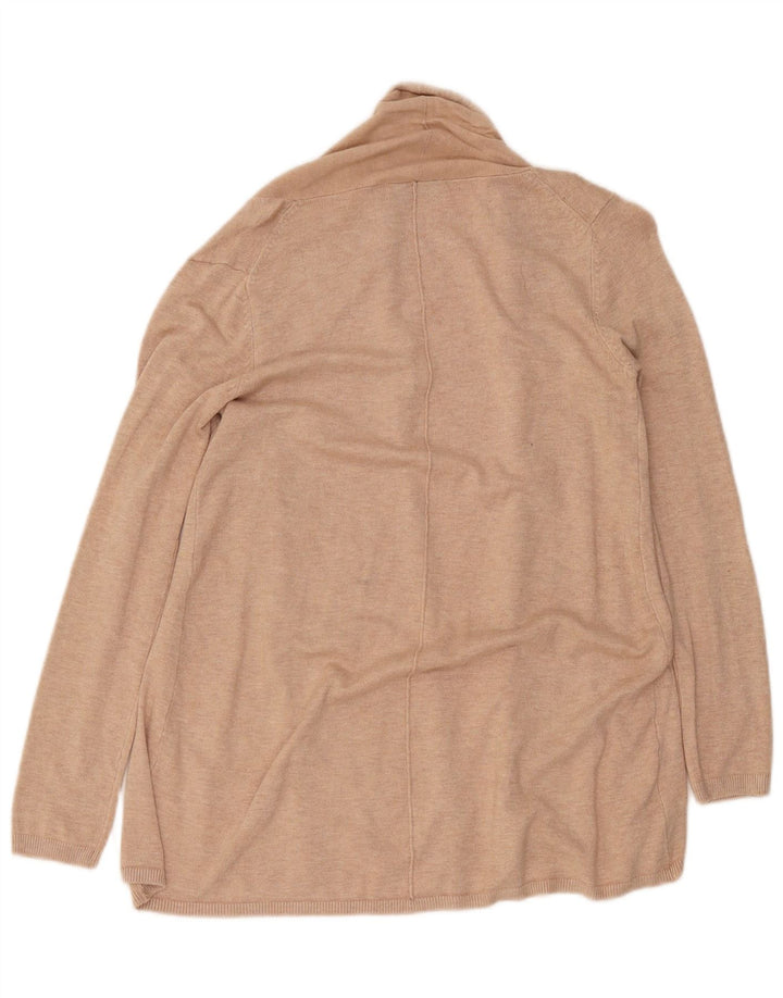 Zara Womens Longline Open Cardigan Sweater UK 14 Medium Beige