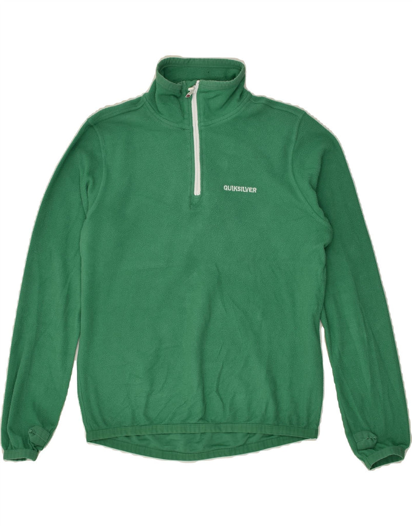 QUIKSILVER Mens Zip Neck Fleece Jumper Small Green Polyester | Vintage Quiksilver | Thrift | Second-Hand Quiksilver | Used Clothing | Messina Hembry 