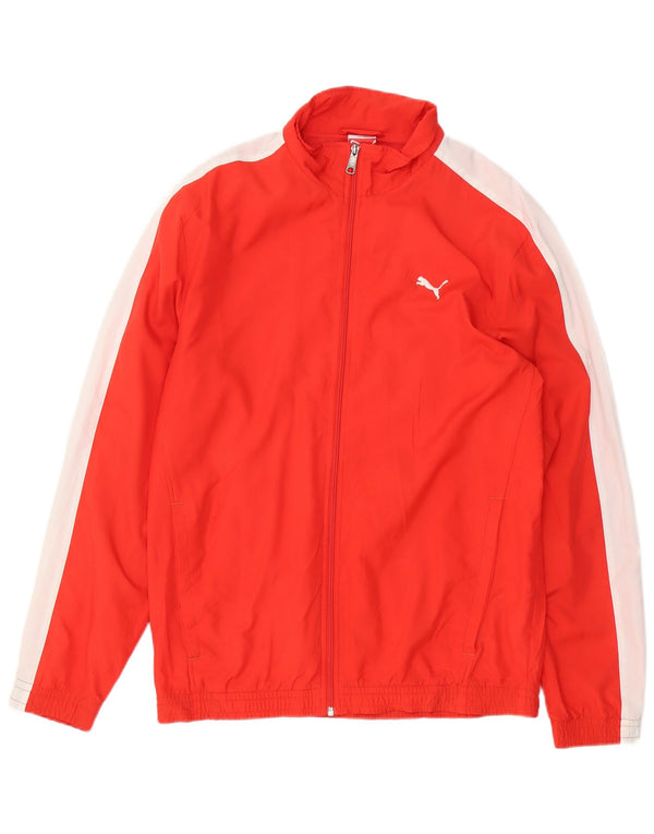 PUMA Mens Tracksuit Top Jacket Medium Red Colourblock Polyester