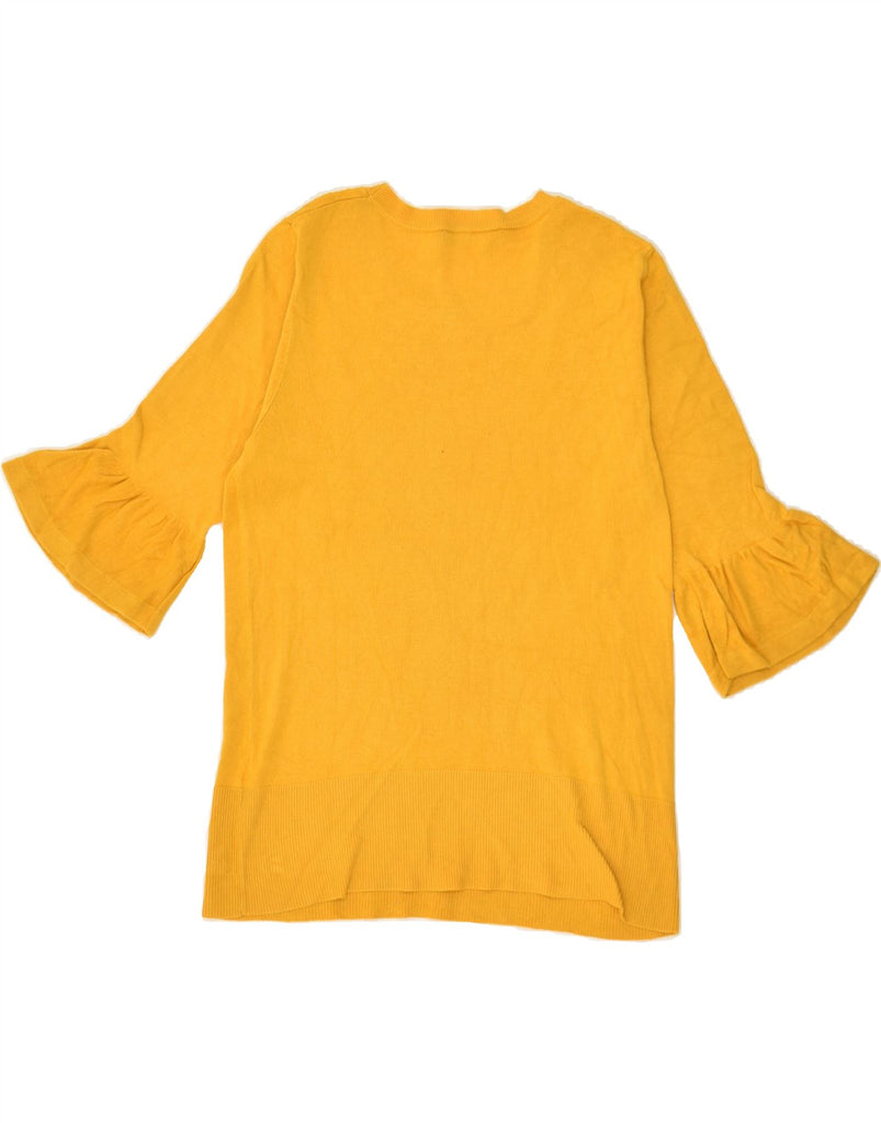 OASIS Womens 3/4 Sleeve Boat Neck Jumper Sweater UK 8 Small Yellow Cotton | Vintage Oasis | Thrift | Second-Hand Oasis | Used Clothing | Messina Hembry 