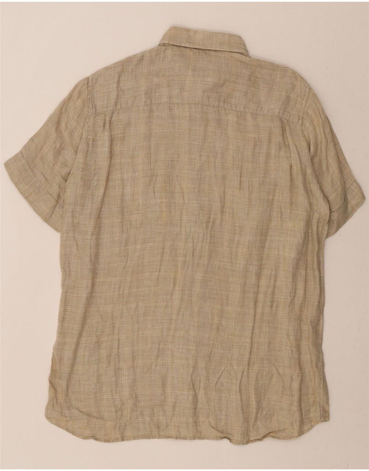 VINTAGE Mens Short Sleeve Shirt Medium Beige Flecked Vintage Vintage and Second-Hand Vintage from Messina Hembry 