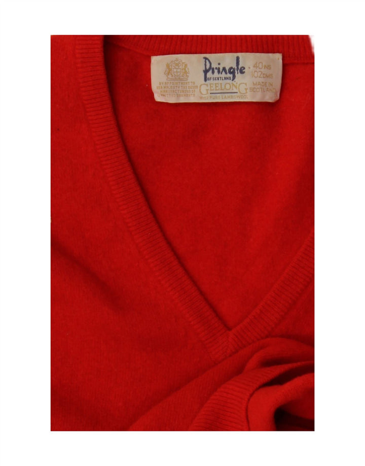 PRINGLE Womens Crop Oversized V-Neck Jumper Sweater IT 40 Small Red