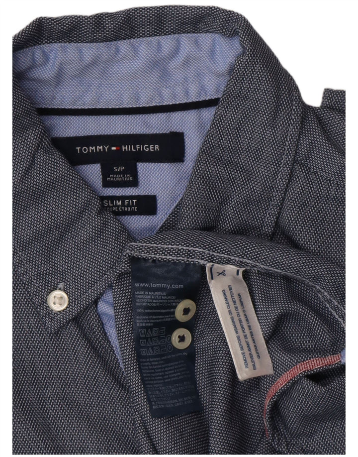 TOMMY HILFIGER Mens Slim Fit Shirt Small Navy Blue Cotton