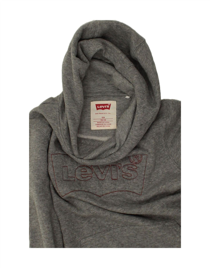 LEVI'S Boys Graphic Hoodie Jumper 11-12 Years Grey Cotton Vintage Levi's and Second-Hand Levi's from Messina Hembry 