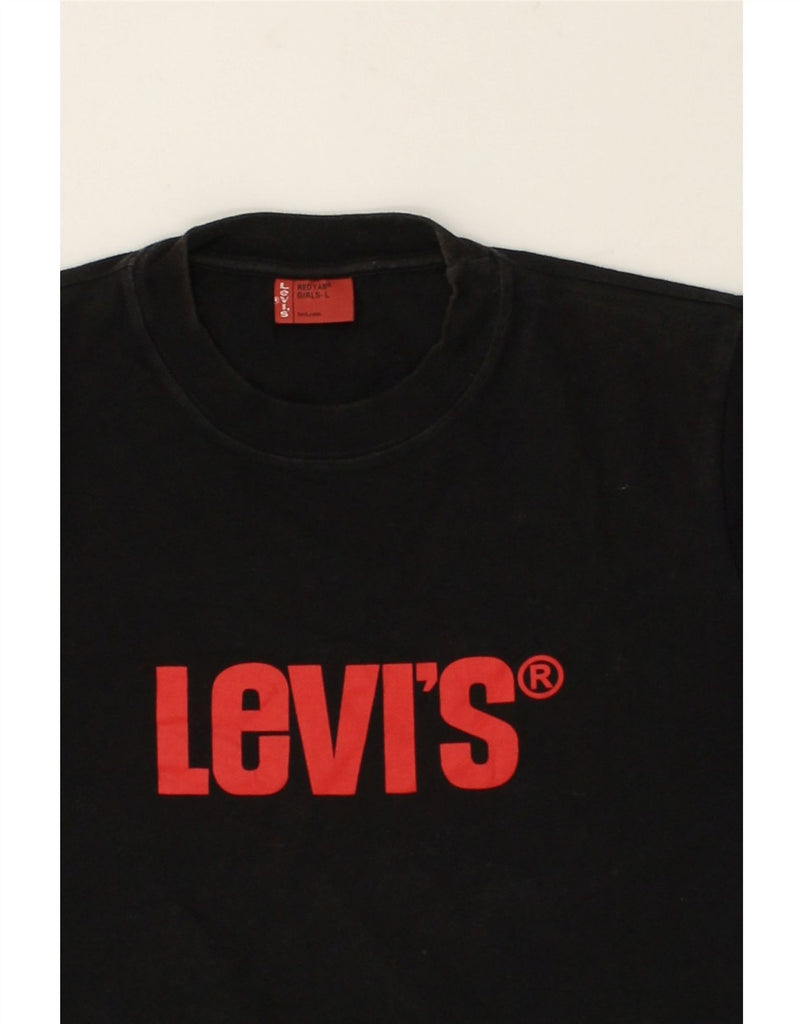 LEVI'S Girls Graphic T-Shirt Top 13-14 Years Large Black Cotton | Vintage Levi's | Thrift | Second-Hand Levi's | Used Clothing | Messina Hembry 