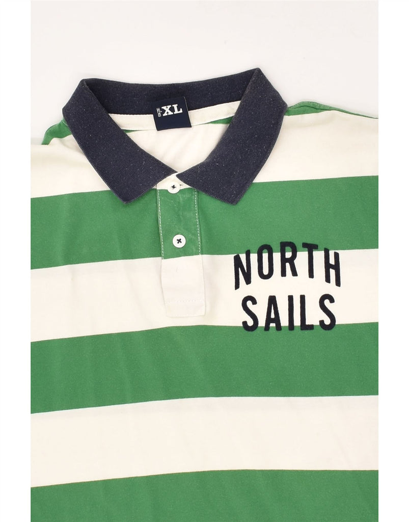 NORTH SAILS Boys Polo Shirt 14-15 Years XL Green Striped Cotton | Vintage North Sails | Thrift | Second-Hand North Sails | Used Clothing | Messina Hembry 