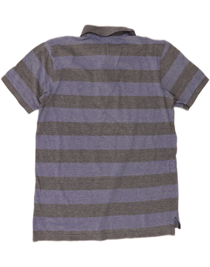 IZOD Mens Polo Shirt Medium Blue Striped Cotton Vintage Izod and Second-Hand Izod from Messina Hembry 