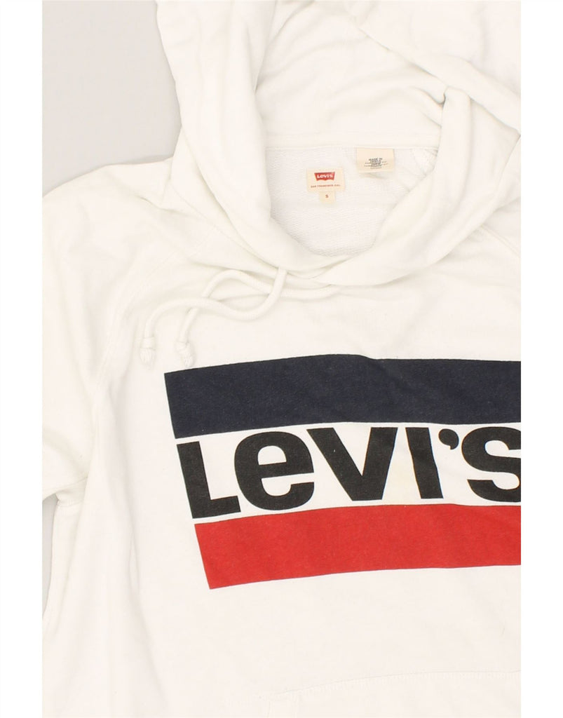 LEVI'S Mens Graphic Hoodie Jumper Small White Cotton | Vintage Levi's | Thrift | Second-Hand Levi's | Used Clothing | Messina Hembry 