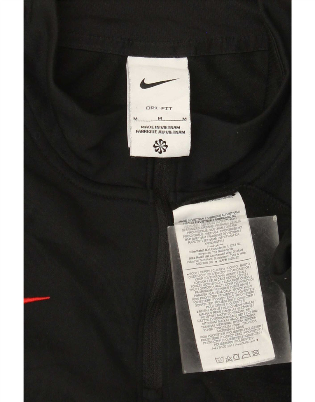 Nike Mens Dri Fit Zip Neck Pullover Tracksuit Top Medium Black Colourblock