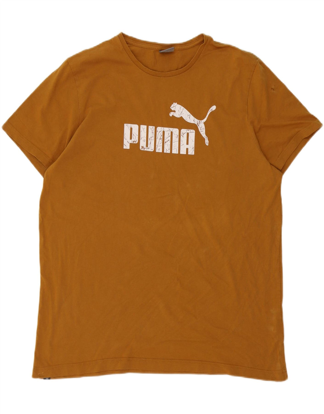 Puma Mens Graphic T-Shirt Top 2XL Brown Cotton