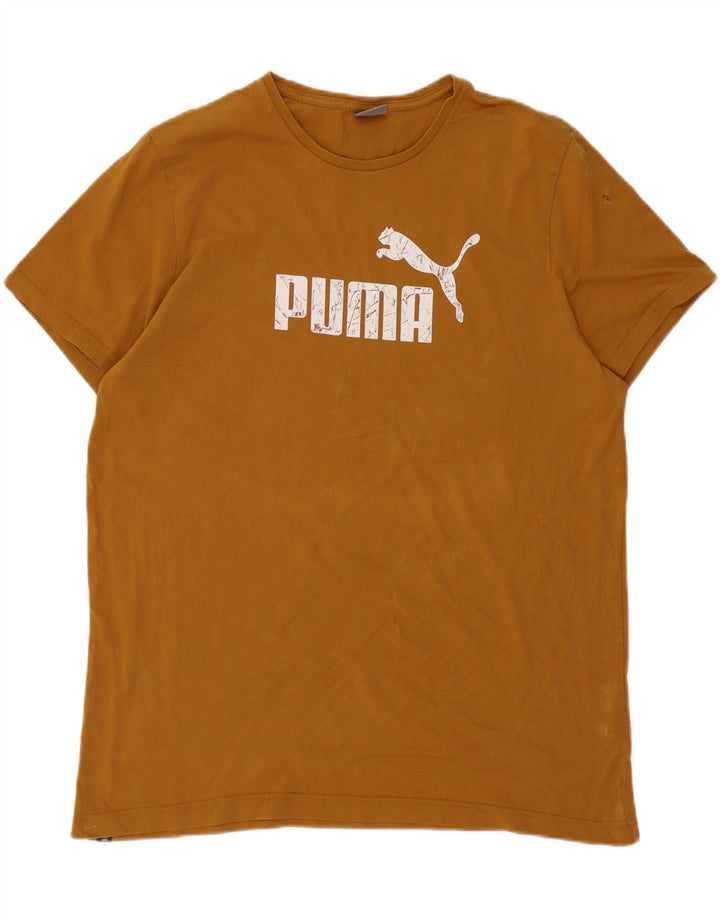 Puma Mens Graphic T-Shirt Top 2XL Brown Cotton