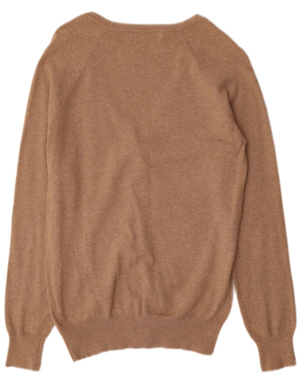Zara Womens Cardigan Sweater UK 14 Large Beige Cotton