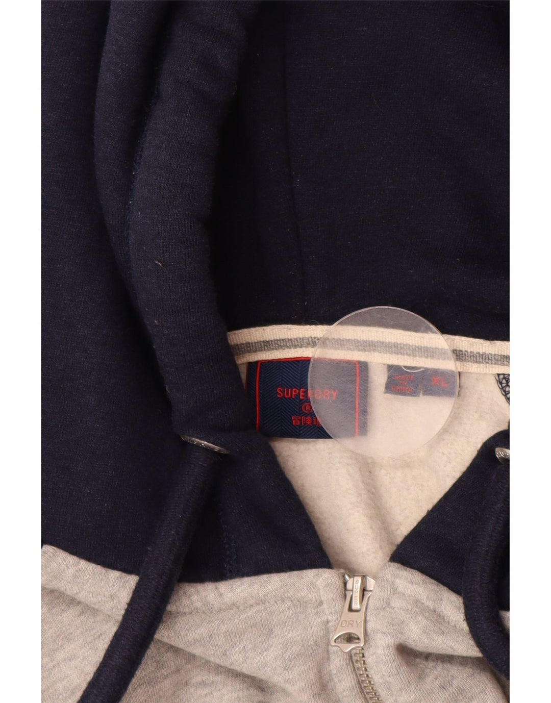 SUPERDRY Mens Zip Hoodie Sweater XL Grey Colourblock Cotton