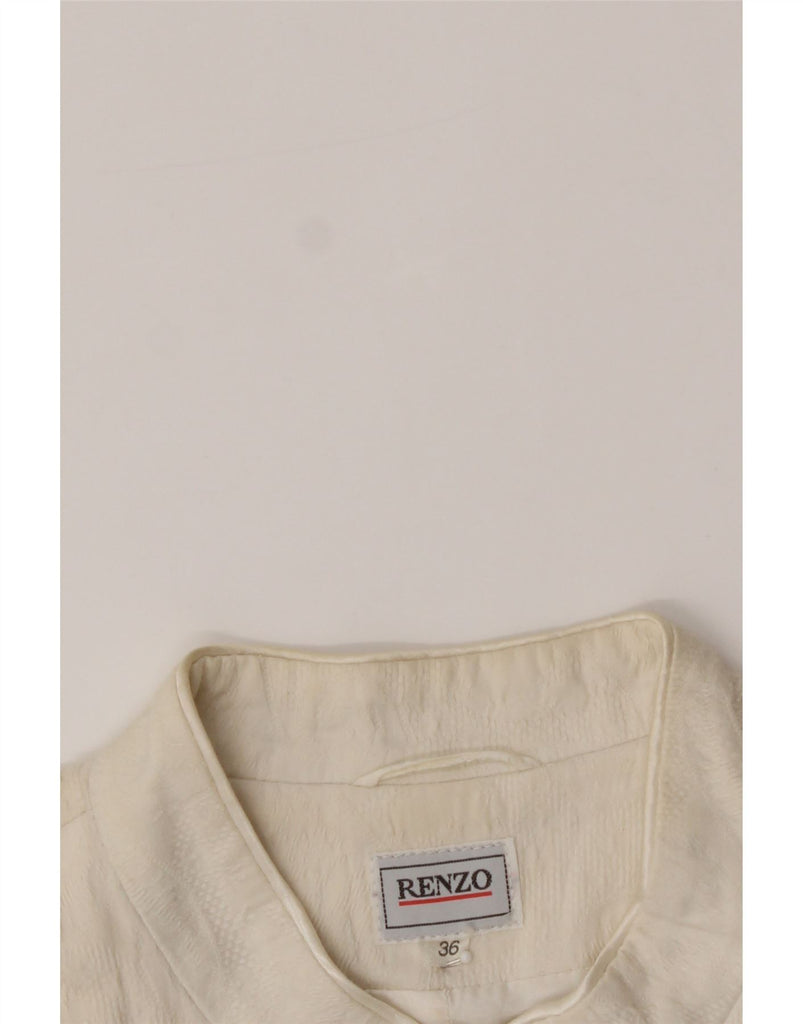 RENZO Womens 5 Button Blazer Jacket IT 36 XS Beige Cotton Vintage Renzo and Second-Hand Renzo from Messina Hembry 