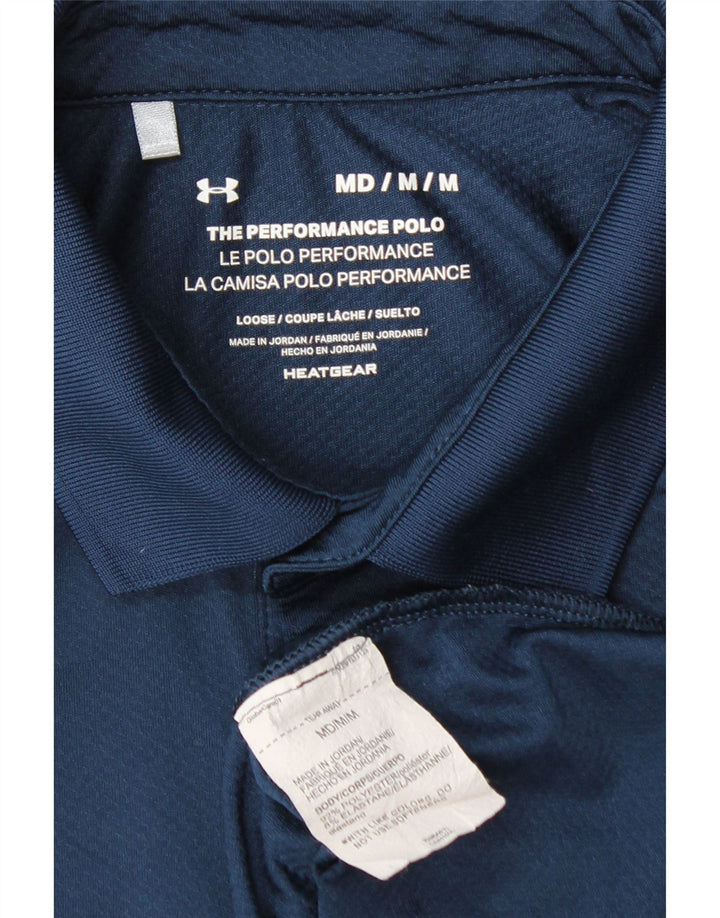 UNDER ARMOUR Mens Heat Gear Polo Shirt Medium Navy Blue Polyester