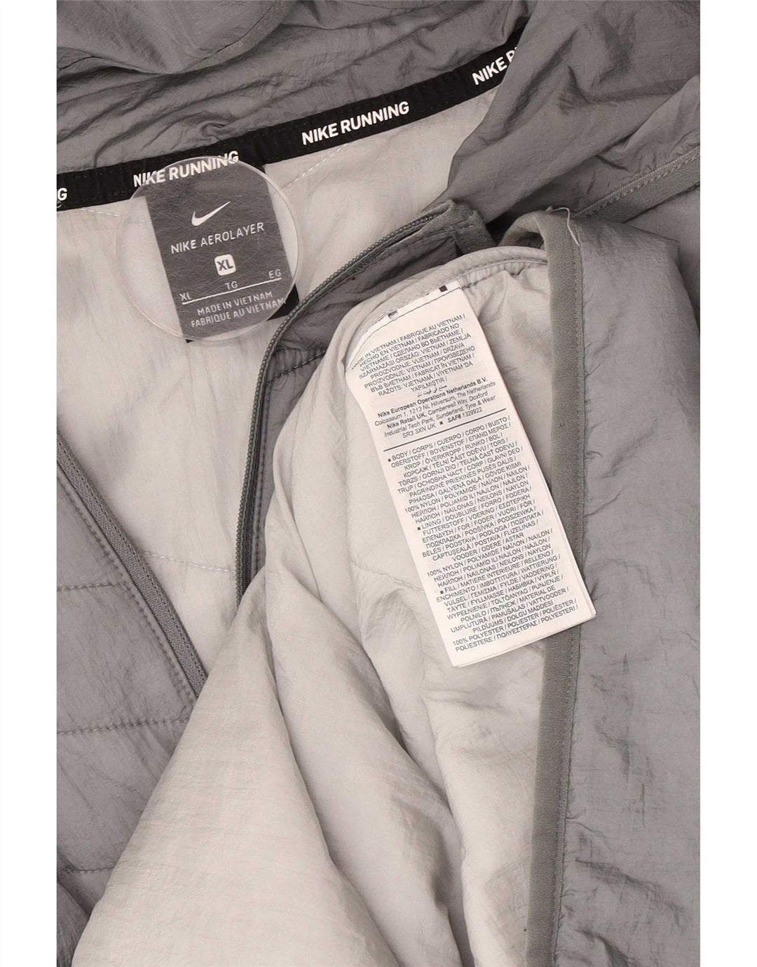 Nike Mens Hooded Padded Jacket UK 42 XL Grey Nylon