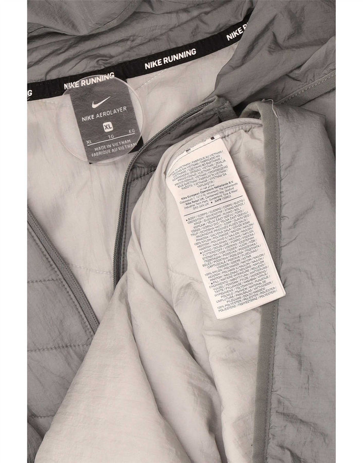 Nike Mens Hooded Padded Jacket UK 42 XL Grey Nylon
