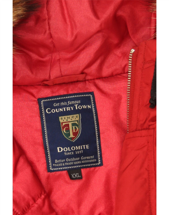 Dolomite Mens Hooded Padded Jacket UK 44 2XL Red Polyamide