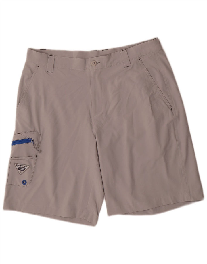 Columbia Mens Omni-Shield Cargo Shorts W34 Large Grey Polyester