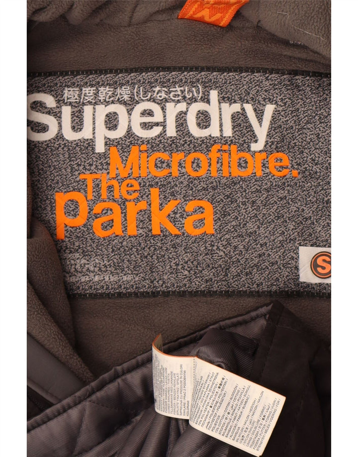 Superdry Mens Hooded Parka Jacket UK 36 Small Brown Polyester