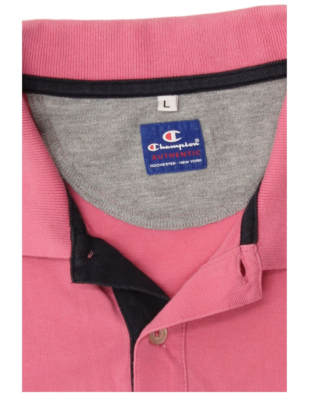 Champion Mens Polo Shirt Large Pink Cotton