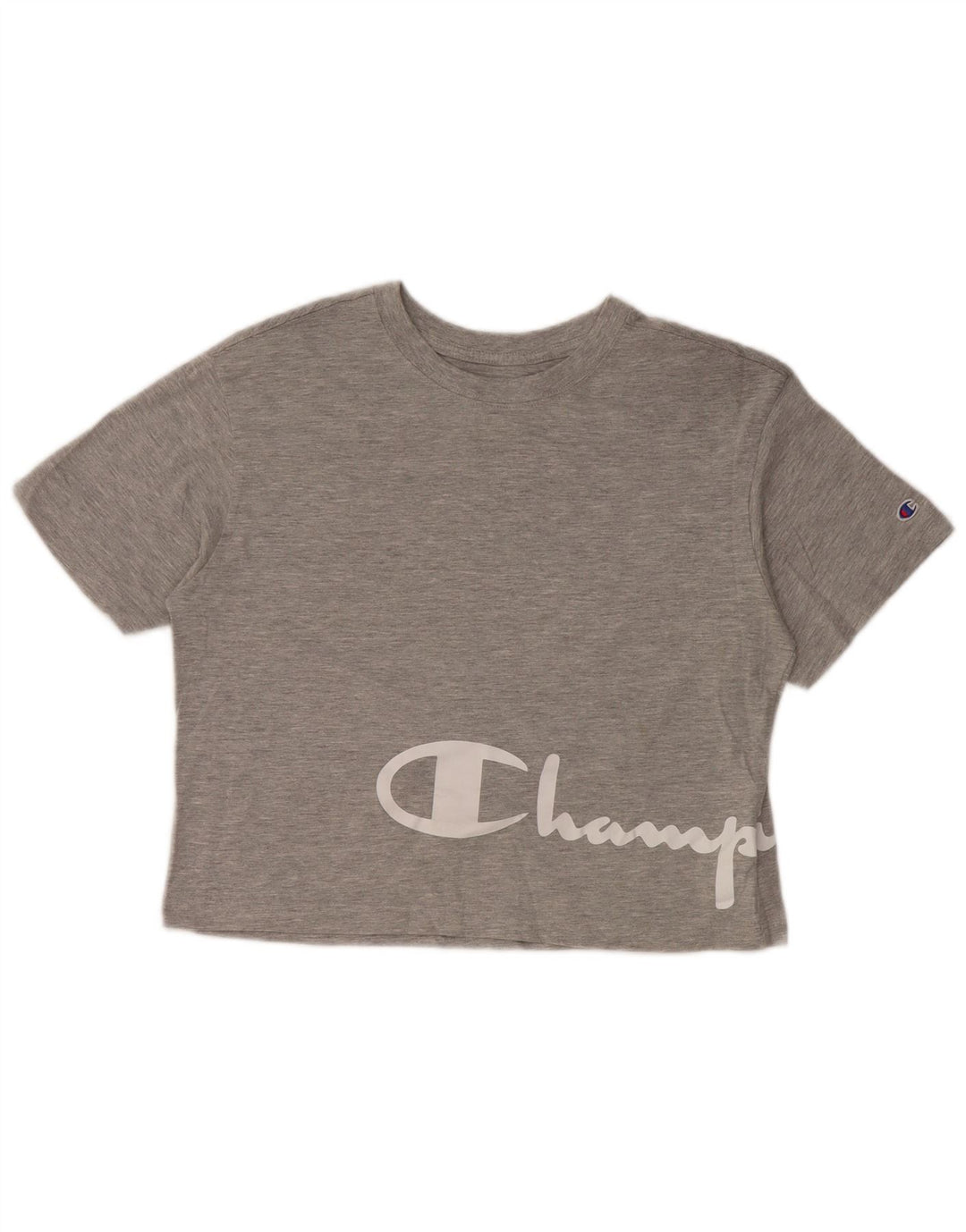 CHAMPION Womens Crop Graphic T-Shirt Top UK 10 Small Grey Cotton