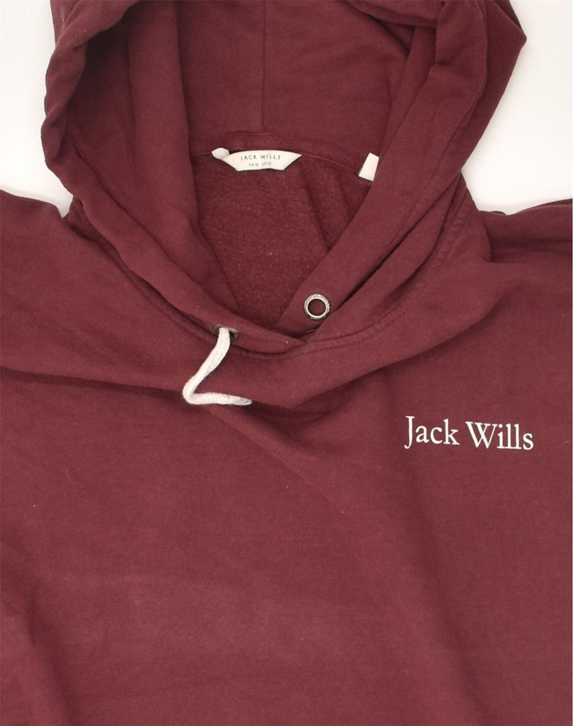 JACK WILLS Womens Graphic Oversized Hoodie Jumper UK 16 Large Burgundy | Vintage Jack Wills | Thrift | Second-Hand Jack Wills | Used Clothing | Messina Hembry 